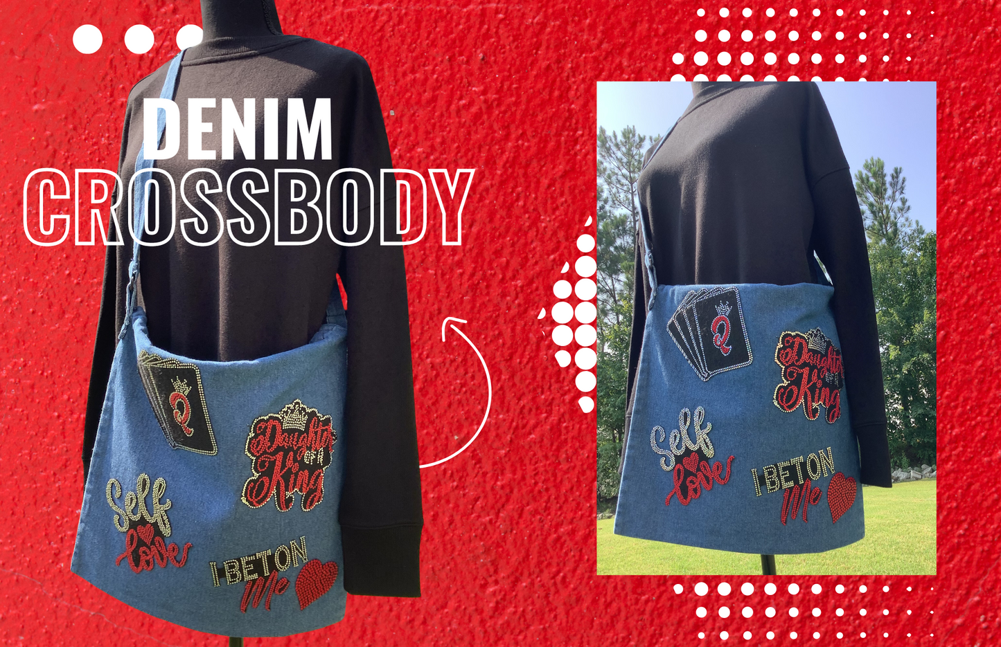 Custom Bling Denim Crossbody | Head to Tote Experience